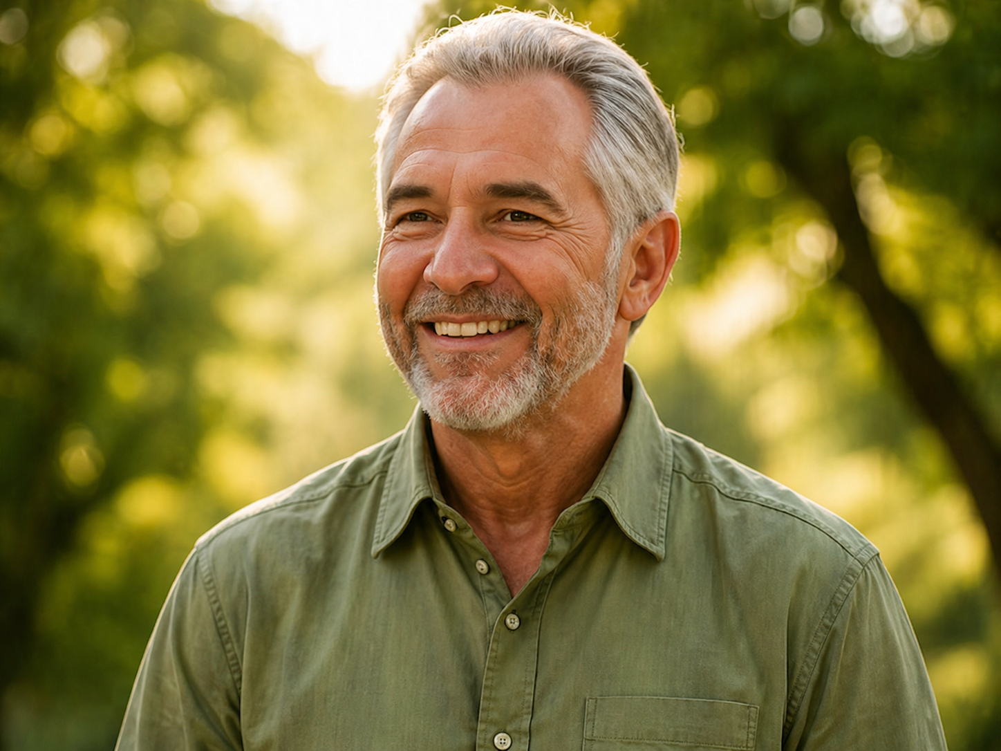 Smiling man feeling great